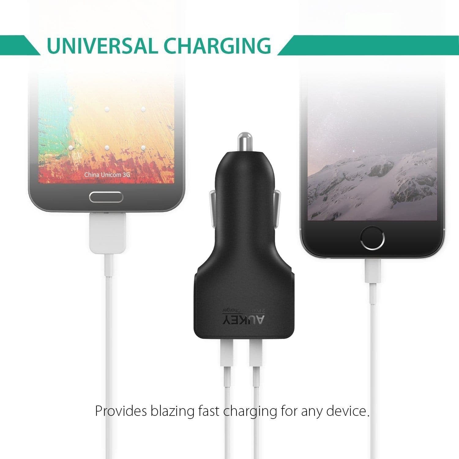 AUKEY CC-S3 24W 4.8A Compact Dual Port Car Charger with AiPower - Aukey Malaysia Official Store