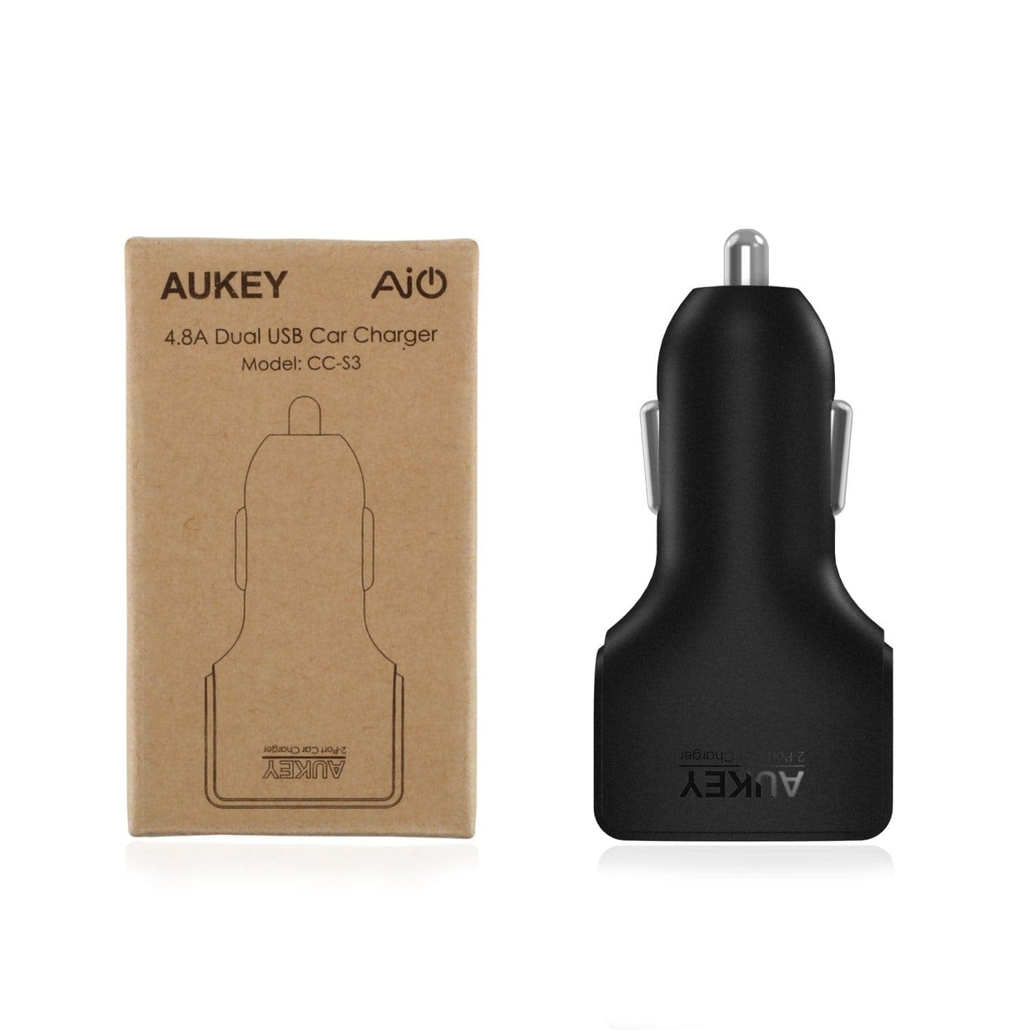 AUKEY CC-S3 24W 4.8A Compact Dual Port Car Charger with AiPower - Aukey Malaysia Official Store