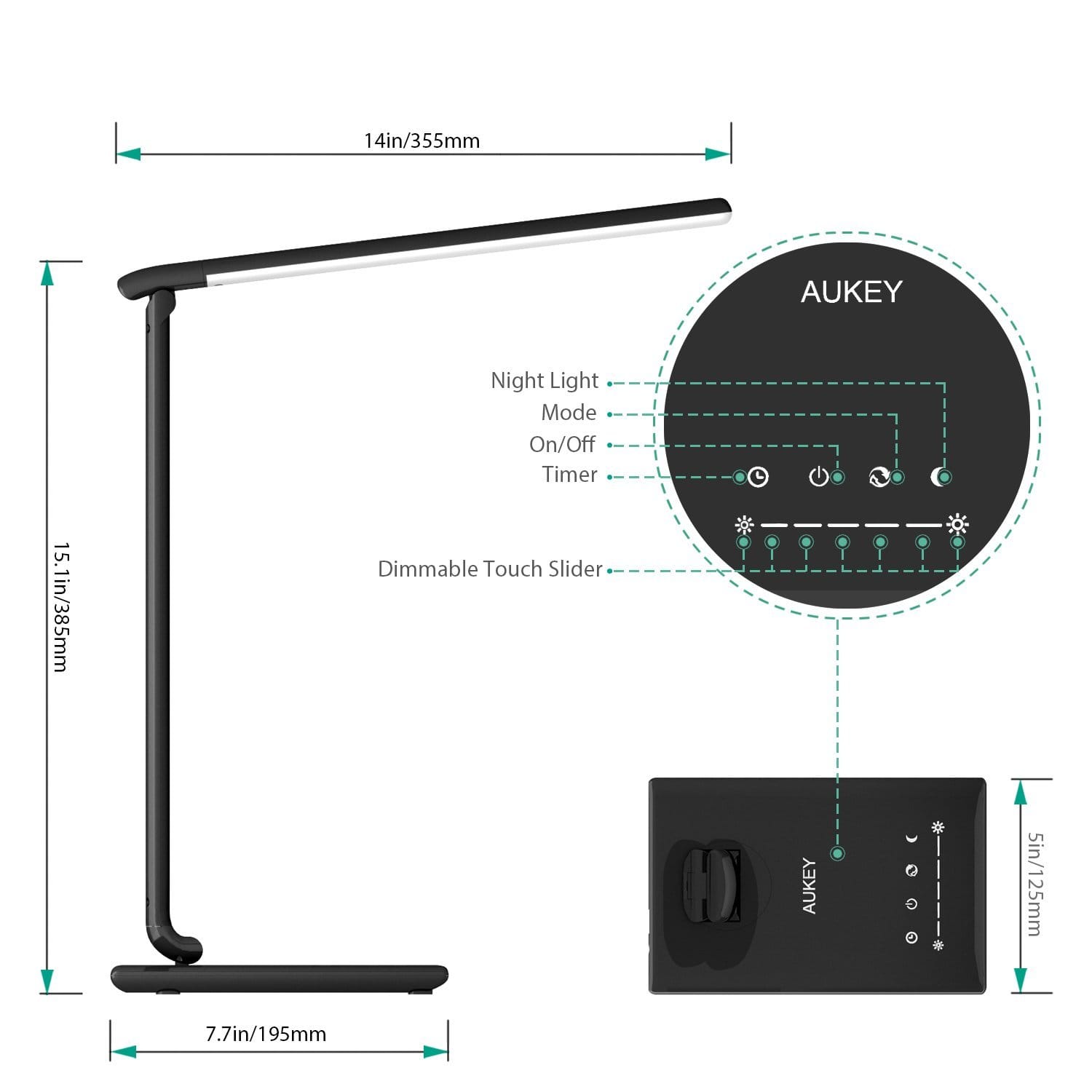 AUKEY LT-T10 Touch 12W 7 Level Dimmable LED Desk Lamp - Aukey Malaysia Official Store