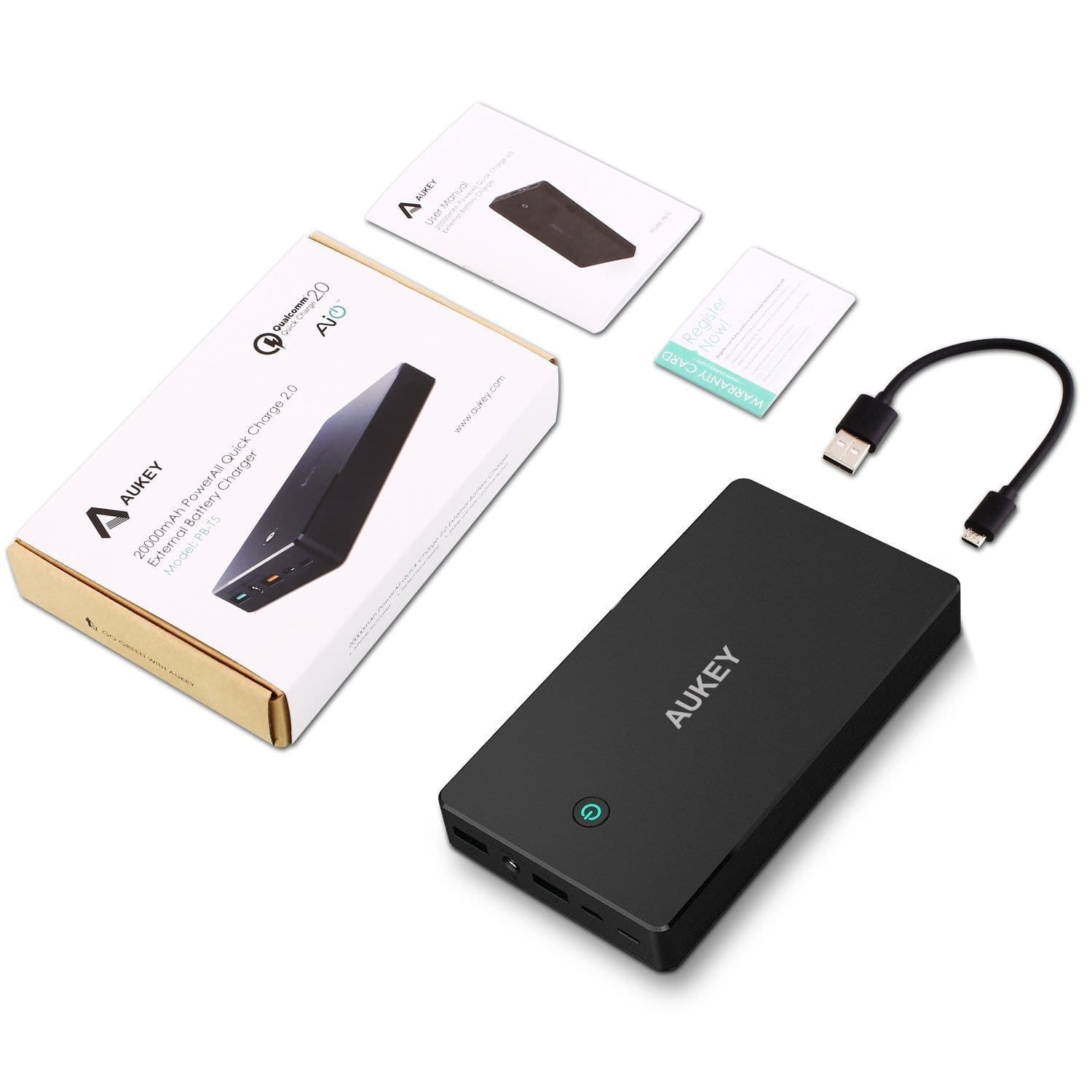 AUKEY PB-T5 20000mAh Qualcomm Quick Charger 2.0 Power Bank - Aukey Malaysia Official Store