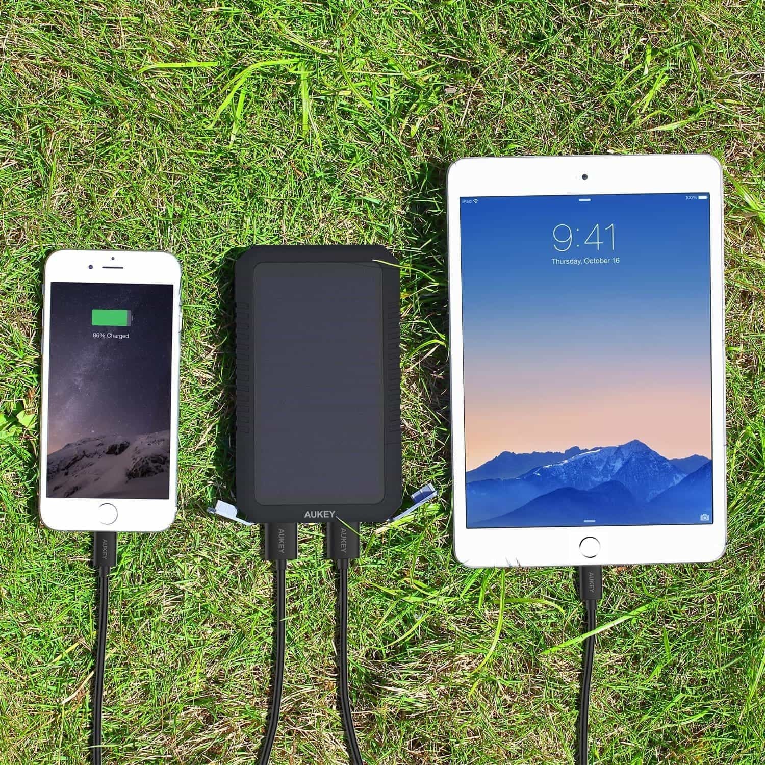 AUKEY PB-P8 12000mAh Solar Power Bank Charger With Solar Panels - Aukey Malaysia Official Store