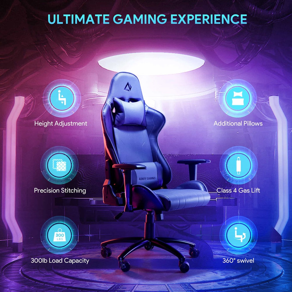 GC-A02 Ergonomic Gaming Chair with Adjustable Swivel Recliner and Armrest