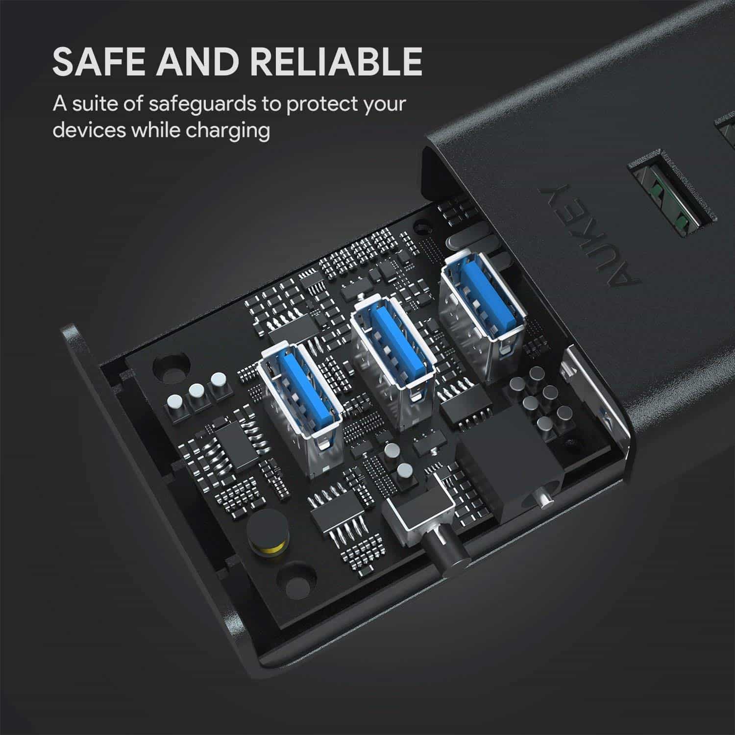 CB-H19 Powered USB Hub with 3 Charging Ports and 4 USB 3.0 Data Ports