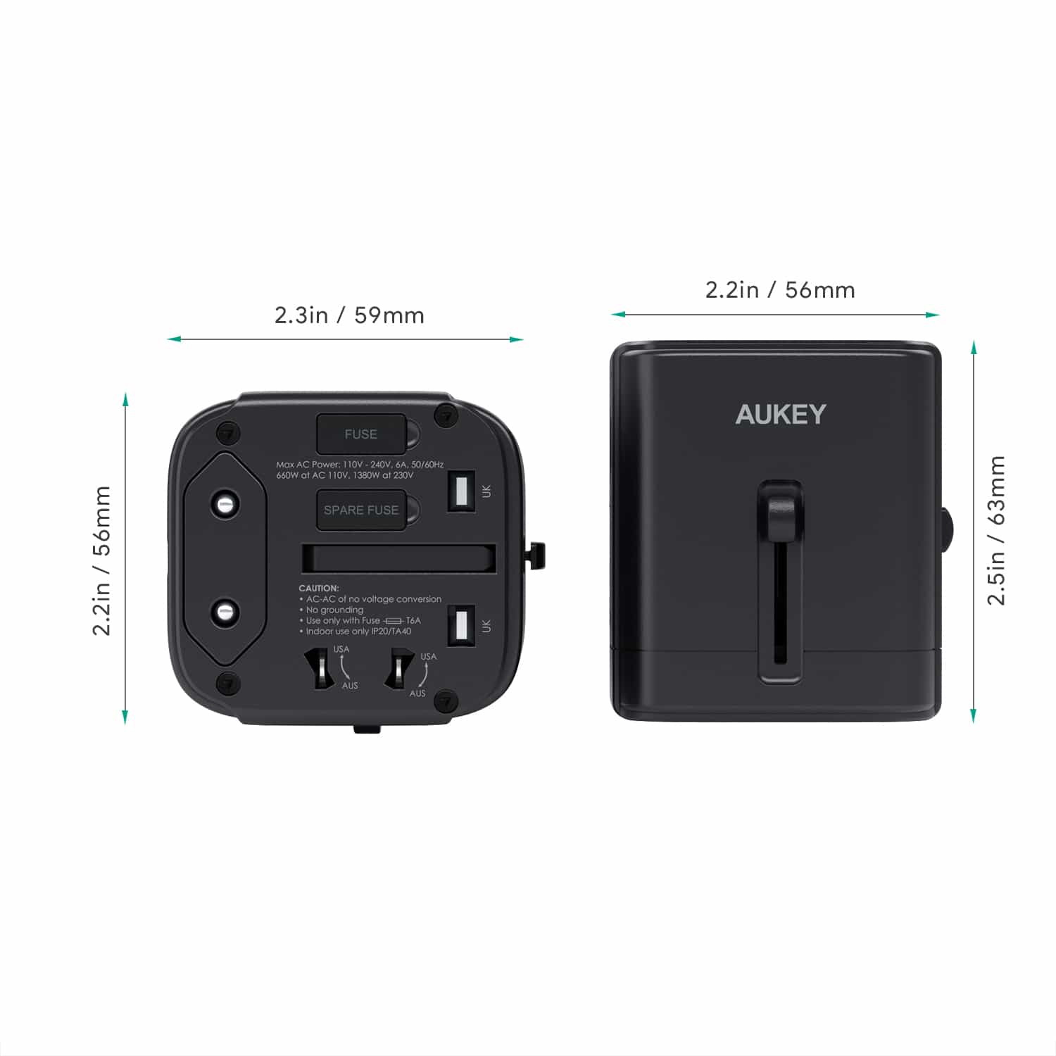 PA-TA01 Universal Travel Adapter With USB-C and USB-A Ports